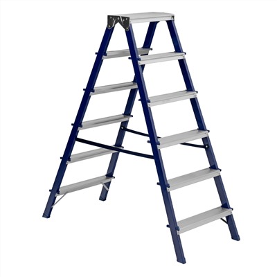 Стремянка двусторонняя 6 ступеней, стальная, Сибртех