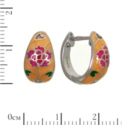 Серьги 'Пионы' с эмалью ТДС.474ЭМ1.41