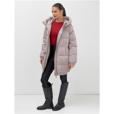 Куртка женская зимняя на резинке большого размера светло-коричневого цвета 7619SK
