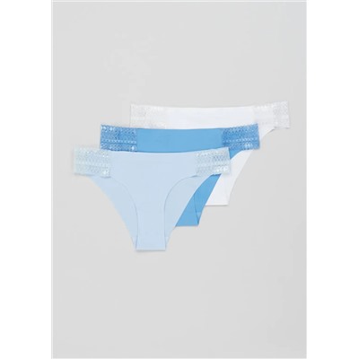 3 Pack Lace Side No VPL Brazilian Knickers