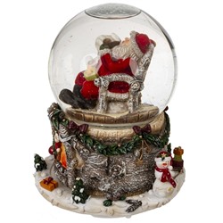 GAEM Фигурка декор в стекл шаре "Дед Мороз" (подсвет, муз и движ 3xAAA н/п) D9,5 см, L12,5 W12,5 H15,5 см