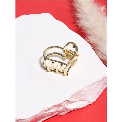 Крабик для волос «Либерти», набор 2 шт., сердце контур, 2 см, золото