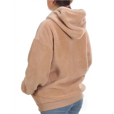 102 BEIGE Худи женское Тедди на флисе