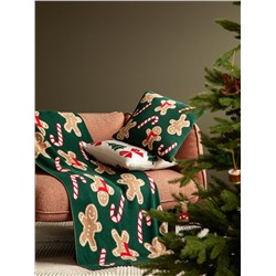 Плед из хлопка с новогодним рисунком Gingerman из коллекции New Year Essential, 130x180 см