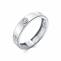 Кольцо с фианитом родированное серебро 925*