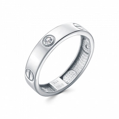 Кольцо с фианитом родированное серебро 925*