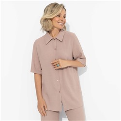 Рубашка из фактурной ткани, Шёлковая уверенность (капучино)