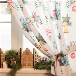 Комплект штор для кухни с подхватами Christmas wreaths 145×180 см - 2 штуки, габардин
