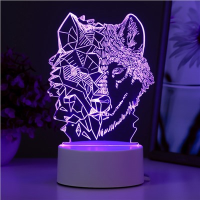 Светильник 3D RISALUX «Волк», LED-ночник, RGB, от сети, 13.5×9.5×17.6 см