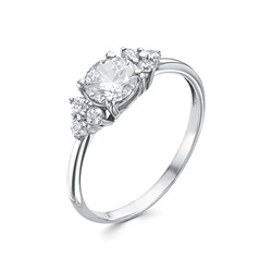 Кольцо с фианитом родированное серебро 925*