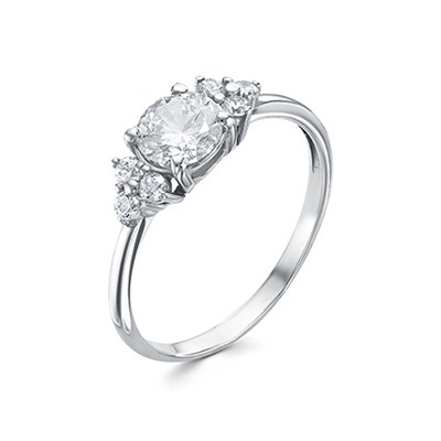 Кольцо с фианитом родированное серебро 925*