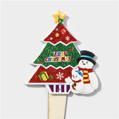 Новогодний топпер декоративный «Ёлка и снеговики», 8.8×25 см