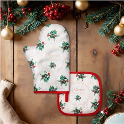 Набор кухонный Этель Сhristmas melody, варежка 20×28 см, прихватка 19×19 см, 100%хлопок