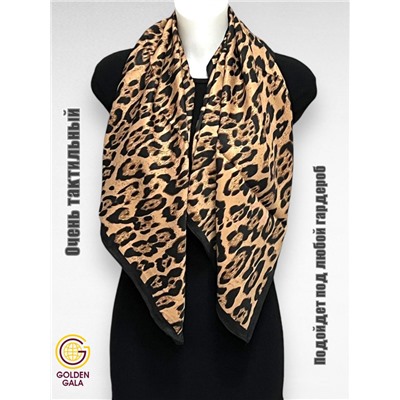Платок утепленный Леопардовый Арт 3111/1 (коричневый с черной каймой)