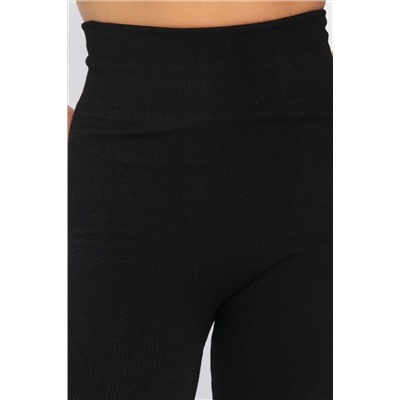 Лосины в рубчик утепленные нью (черные) Б14807-7М