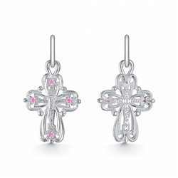 Крест с фианитом родированный серебро 925*