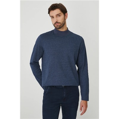 Longsleeve męski z fakturą  kolor granatowy