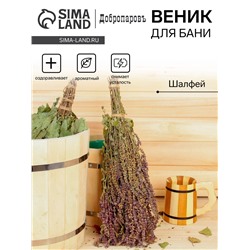 Веник для бани 45 (+-5) см ТРАВЯНОЙ из шалфея, в индивидуальной упаковке