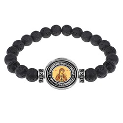 BSL-0095 Браслет из лавы 8мм Пресвятая Богородица (Семистрельная)