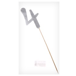 Топпер в торт «4», цвет серебро