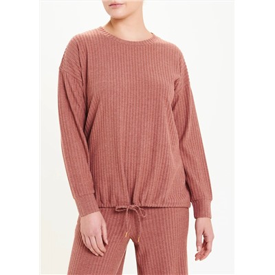 Soft Touch Ribbed Drawstring Sweatshirt