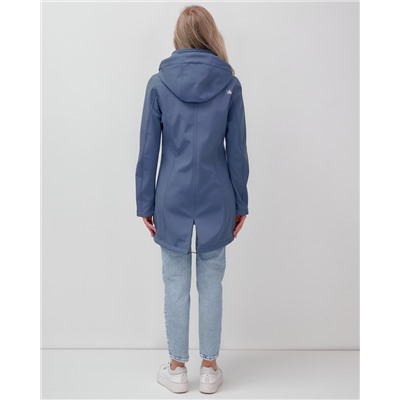 Парка спортивная женская с капюшоном softshell синего цвета 9568S