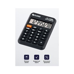 Калькулятор карманный Eleven LC-110NR, 8 разрядов, питание от батарейки, 58*88*11мм, черный