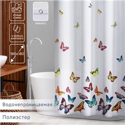 Штора для ванной Доляна «Бабочки», 180×180 см