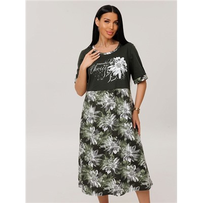 Женское платье Пл-167(К) / Хаки (цветы)