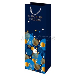 Пакет подарочный 12х36х8,5 см (Bottle) "С Новым годом"