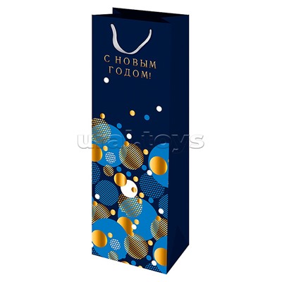 Пакет подарочный 12х36х8,5 см (Bottle) "С Новым годом"