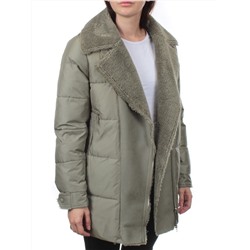 033 GRAY/GREEN Куртка зимняя облегченная женская (холлоффайбер 150 гр., искусственная дубленка)