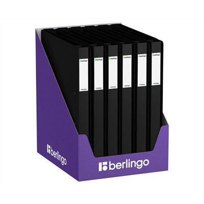 Папка на 2 кольцах Berlingo "Soft Touch", 24мм, 700мкм, черная, D-кольца, с внутр. карманом