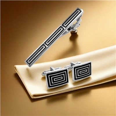 Набор запонок и зажима для галстука в футляре