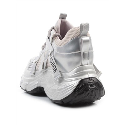 03-18C GREY/SILVER Кроссовки женские (натуральная кожа, искусственная кожа)