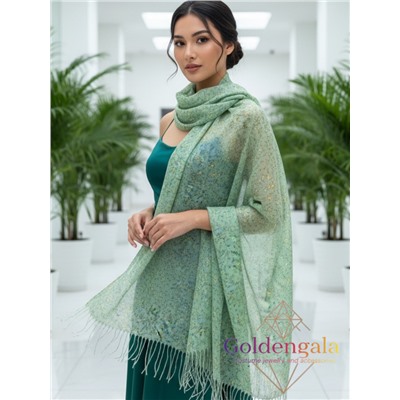 Палантин из хлопка и бамбука премиум Арт 2459/7 фон цвета светлый авокадо