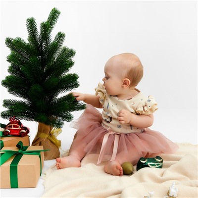 Боди детское с воланами «Крошка Я. Новогодние игрушки», рост 62-68 см