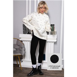 Лосины в рубчик утепленные нью (черные) Б14807-7М