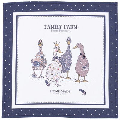 НАБОР САЛФЕТОК ИЗ 2-Х ШТ "FAMILY FARM",40Х40СМ, 100% ХЛОПОК ,СИНИЙ,ТВИЛ,