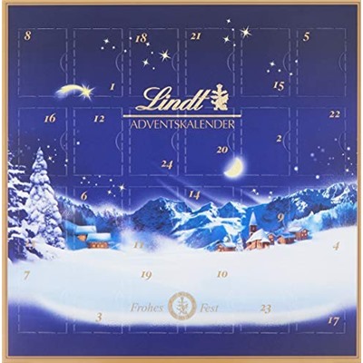 Lindt Mini-Tisch-Kalender Weihnachtszauber 115g, Линдт Адвент-каленадрь 2025, 24 сладких сюрприза, 19см х 19см, 115 г
