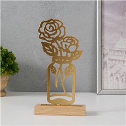 Фигурка металл «Розы в банке», золото, 5×11.5×22 см