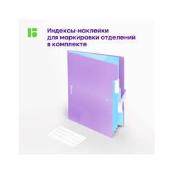 Папка 5 отделений Berlingo "Haze", А4, 600мкм, на кнопке, сиреневая, софт-тач