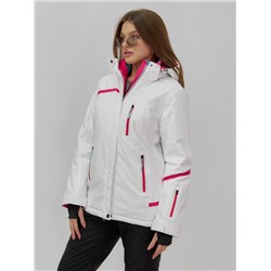 Горнолыжная куртка женская зимняя белого цвета 7091Bl