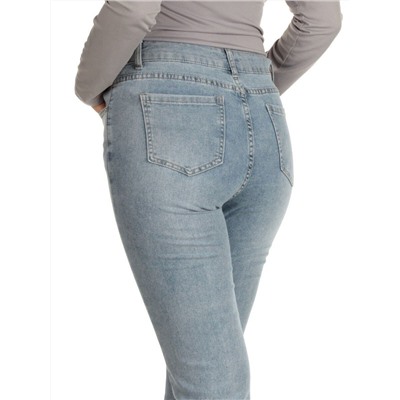 10101 BLUE Джинсы женские укороченные с разрезным низом AMG JEANS