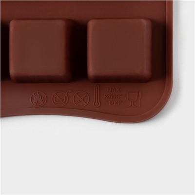Форма для конфет и шоколада Доляна «Шоколадные конфеты», силикон, 21.5×10×1.5 см, 15 ячеек, коричневая