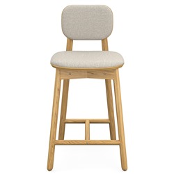 Стул полубарный с обивкой Saga, рогожка, бежевый