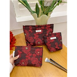 Retro capacious cosmetic bag, handheld organizer bag to go out, travel bag, liner, flowered