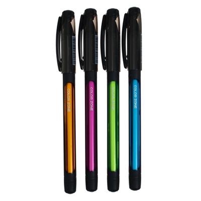 Ручка шариковая Berlingo Color Zone stick, стержень синий 1.0, прорезиненный корпус, МИКС