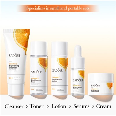 Дорожный набор уходовой косметики с витамином С 5 в 1 Sadoer