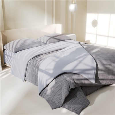 Постельное бельё Этель дуэт Gray cage 150х215см-2 шт, 225х240см, 50х70±3 см-2 шт, новосатин